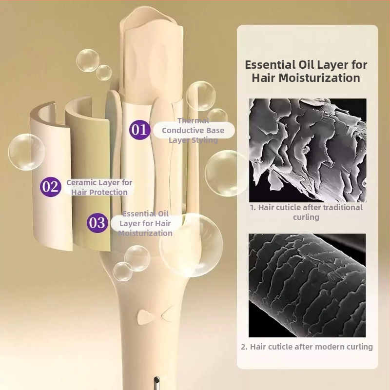 Automatická kulma na vlasy s turmalínovým keramickým vykurovacím prvkom, káblové napájanie, regulácia teploty: 1 úroveň, 34 W, 220 V