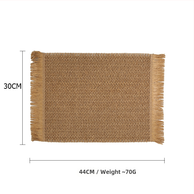 Pletená papierová podložka na stôl – ekologická, tepelnoizolačná, proti popáleninám, dekoratívna podložka; materiál: papier; vzor: jednobarevný; tvar: kruhový, štvorcový, nepravidelný; biologicky rozložiteľné