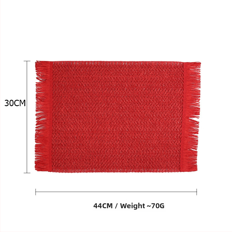 Pletená papierová podložka na stôl – ekologická, tepelnoizolačná, proti popáleninám, dekoratívna podložka; materiál: papier; vzor: jednobarevný; tvar: kruhový, štvorcový, nepravidelný; biologicky rozložiteľné