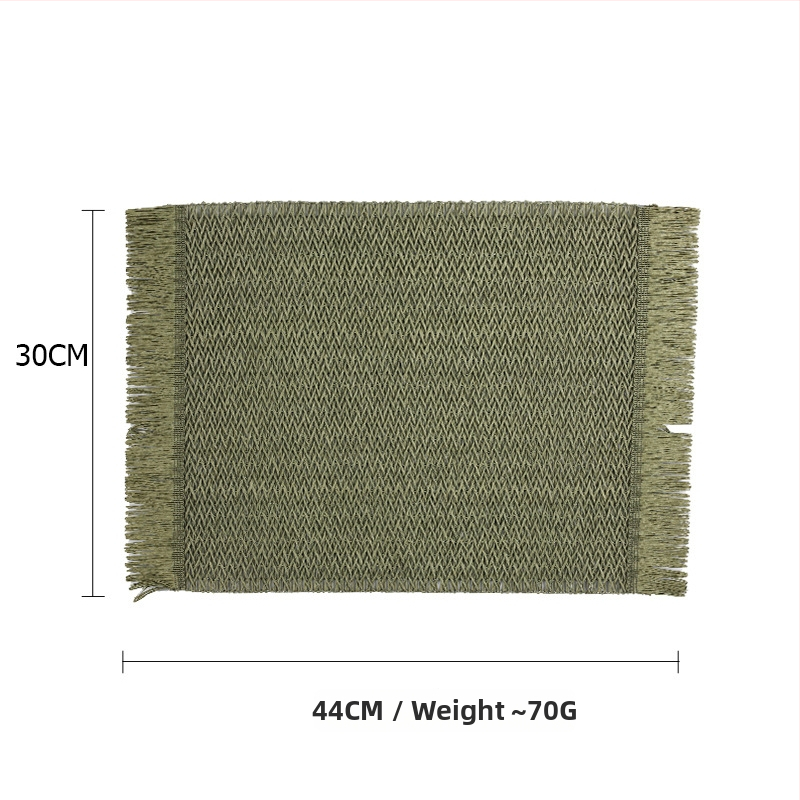 Pletená papierová podložka na stôl – ekologická, tepelnoizolačná, proti popáleninám, dekoratívna podložka; materiál: papier; vzor: jednobarevný; tvar: kruhový, štvorcový, nepravidelný; biologicky rozložiteľné