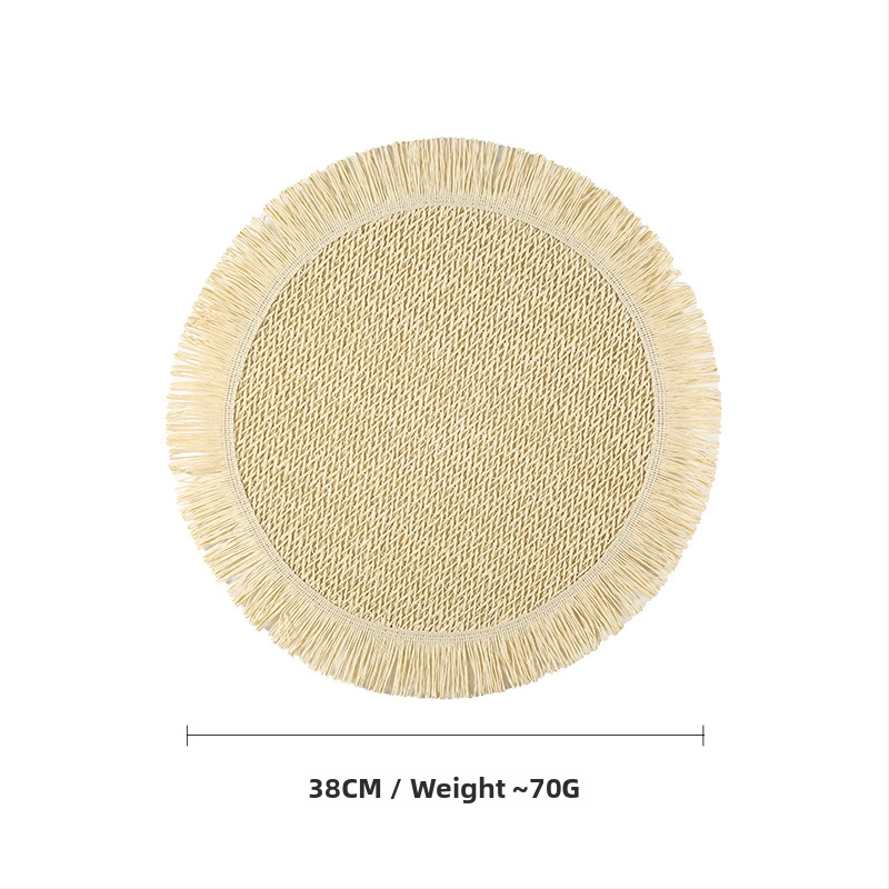 Pletená papierová podložka na stôl – ekologická, tepelnoizolačná, proti popáleninám, dekoratívna podložka; materiál: papier; vzor: jednobarevný; tvar: kruhový, štvorcový, nepravidelný; biologicky rozložiteľné