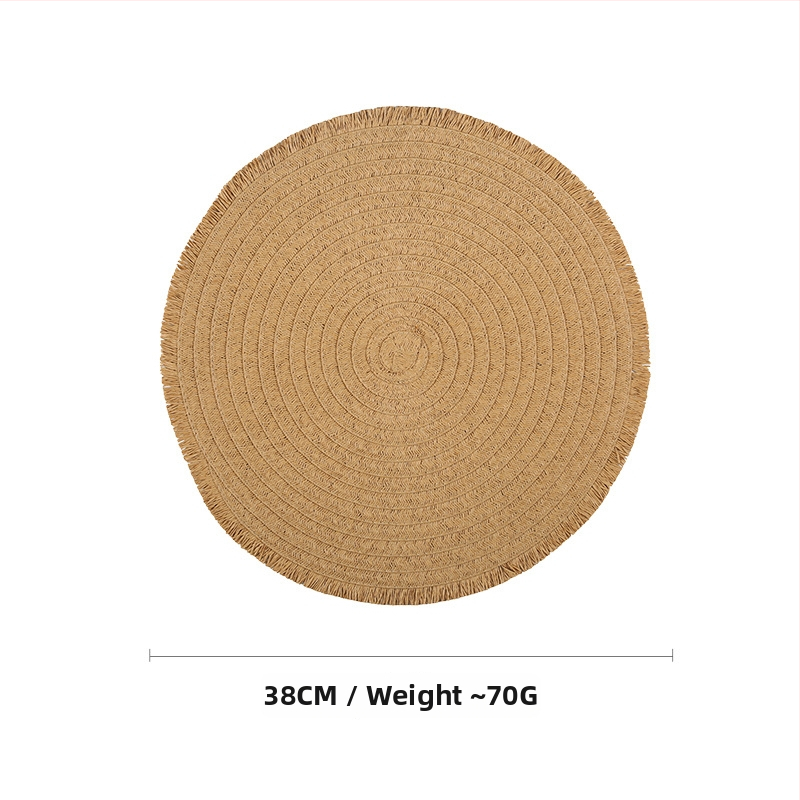 Pletená papierová podložka na stôl – ekologická, tepelnoizolačná, proti popáleninám, dekoratívna podložka; materiál: papier; vzor: jednobarevný; tvar: kruhový, štvorcový, nepravidelný; biologicky rozložiteľné