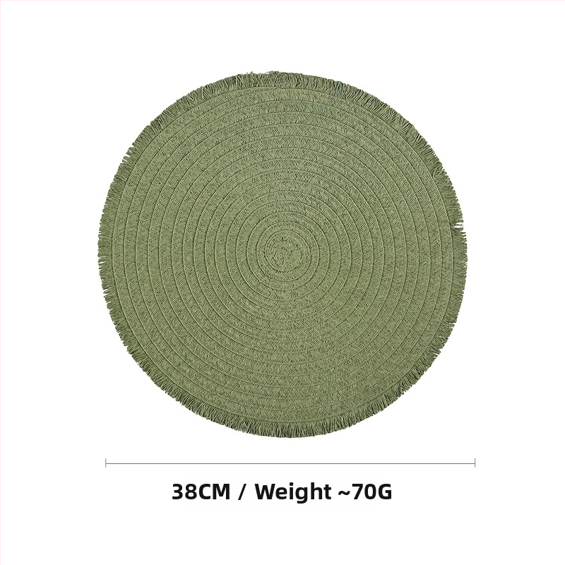 Pletená papierová podložka na stôl – ekologická, tepelnoizolačná, proti popáleninám, dekoratívna podložka; materiál: papier; vzor: jednobarevný; tvar: kruhový, štvorcový, nepravidelný; biologicky rozložiteľné