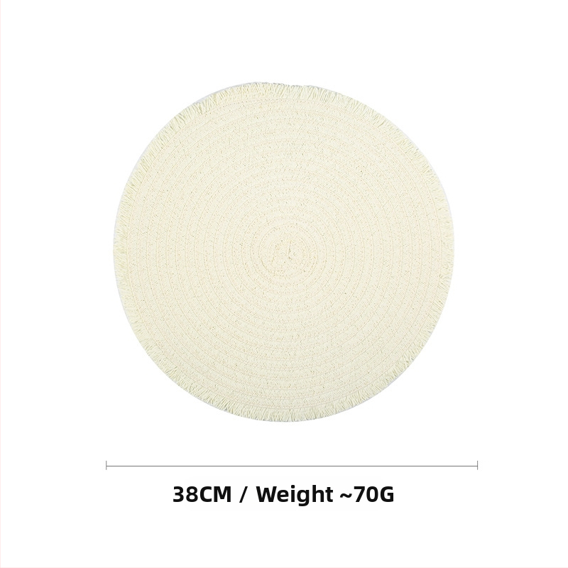 Pletená papierová podložka na stôl – ekologická, tepelnoizolačná, proti popáleninám, dekoratívna podložka; materiál: papier; vzor: jednobarevný; tvar: kruhový, štvorcový, nepravidelný; biologicky rozložiteľné