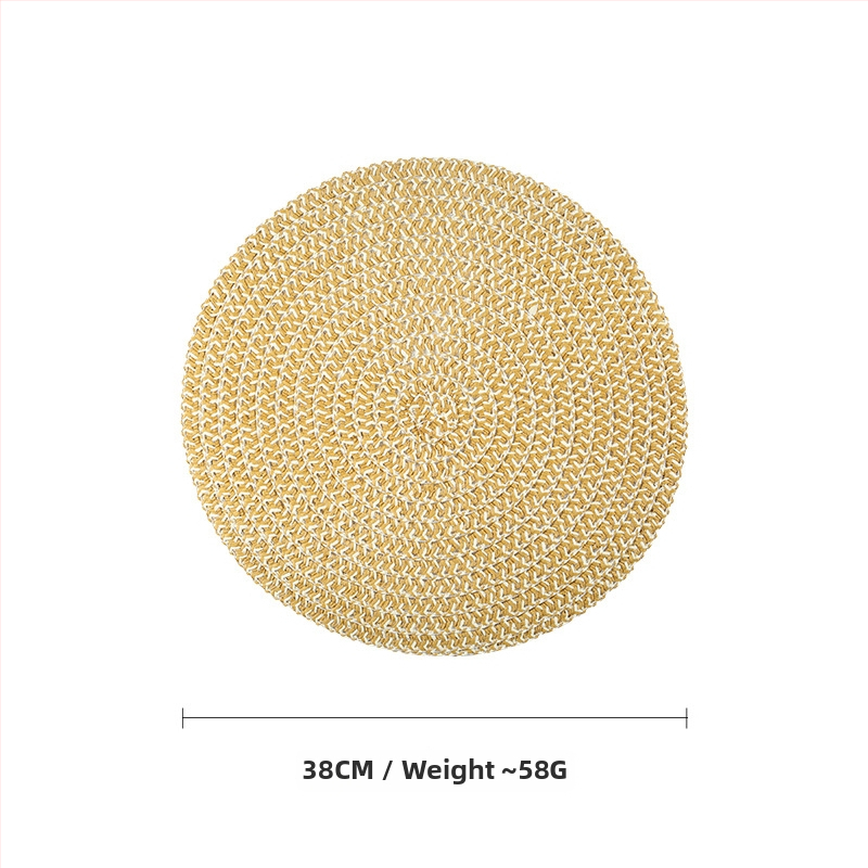 Pletená papierová podložka na stôl – ekologická, tepelnoizolačná, proti popáleninám, dekoratívna podložka; materiál: papier; vzor: jednobarevný; tvar: kruhový, štvorcový, nepravidelný; biologicky rozložiteľné