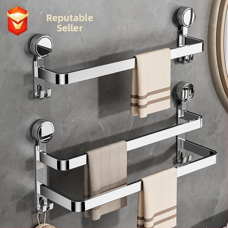 Rankšluosčių laikiklis su siurbimo puodeliu iš 304 nerūdijančio plieno — be gręžimo, sieninis montavimas voniai