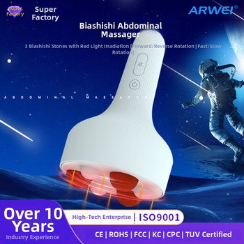 Bianstone vēdera masāžas ierīce ar mīcīšanas funkciju, iekšējā litija baterija, pogu vadība, 6 režīmi + sarkanais LED gaismas, svars 369 g