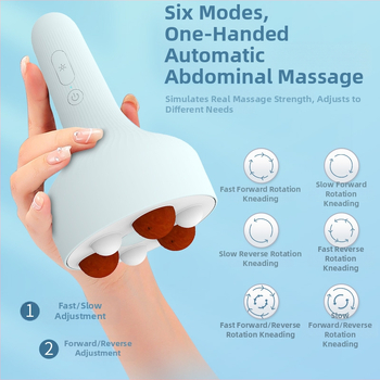 Bianstone vēdera masāžas ierīce ar mīcīšanas funkciju, iekšējā litija baterija, pogu vadība, 6 režīmi + sarkanais LED gaismas, svars 369 g