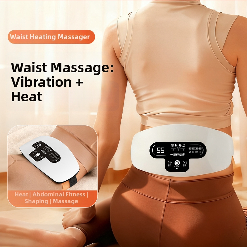 Juosmens ir pilvo masažo dirželis — įkraunamas, mechaninis valdymas, 3 greičiai, vibracija ir karštojo kompresija, iki 4 masažo galvų