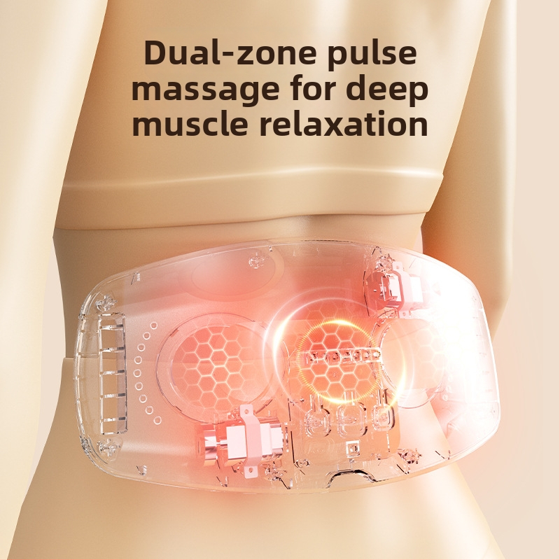 Juosmens ir pilvo masažo dirželis — įkraunamas, mechaninis valdymas, 3 greičiai, vibracija ir karštojo kompresija, iki 4 masažo galvų