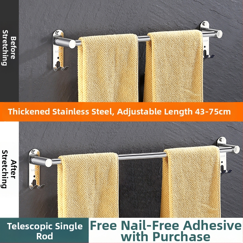 Nerūdijančio plieno sieninis rankšluosčių laikiklis ištraukiamas, su trim lygiais, plonas poliravimas, apkrova 25 kg