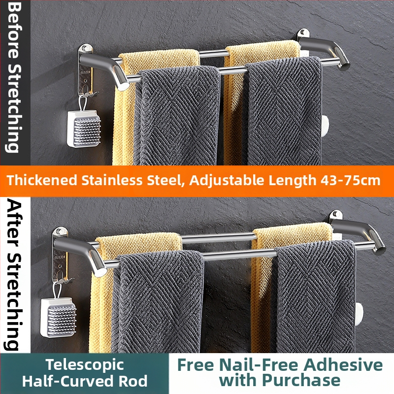 Nerūdijančio plieno sieninis rankšluosčių laikiklis ištraukiamas, su trim lygiais, plonas poliravimas, apkrova 25 kg