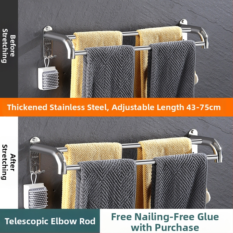 Nerūdijančio plieno sieninis rankšluosčių laikiklis ištraukiamas, su trim lygiais, plonas poliravimas, apkrova 25 kg