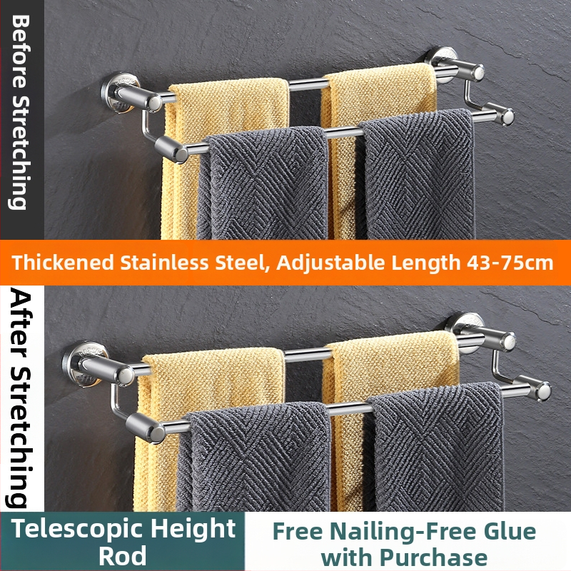 Nerūdijančio plieno sieninis rankšluosčių laikiklis ištraukiamas, su trim lygiais, plonas poliravimas, apkrova 25 kg