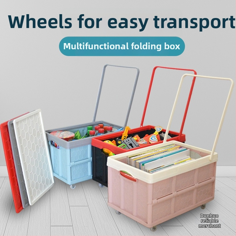 Ištraukiama sulankstoma saugyklos dėžė su ratukais, nešiojamas knygų organizatorius, talpa 0–5 L, logotipo spauda