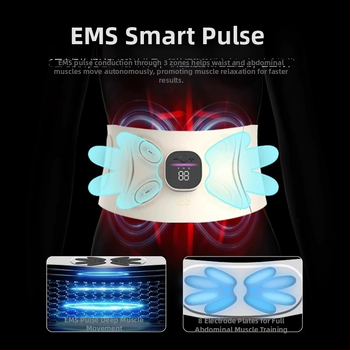 Nešiojama EMS mikro srovės pilvo juosta – masažas su vibracija ir šiltuoju kompresu, įkraunama, reguliuojamas intensyvumas