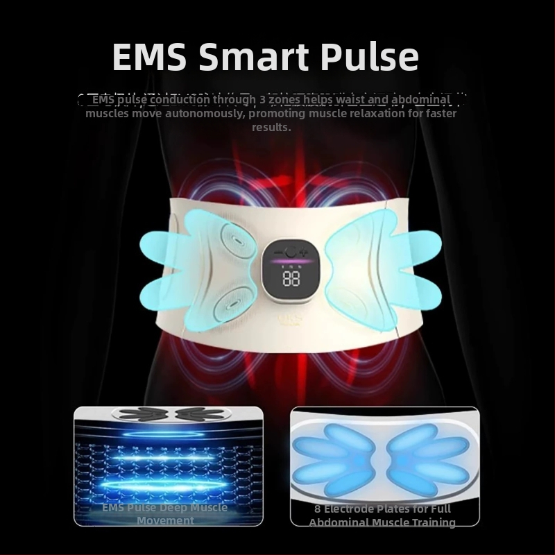 Prijenosni EMS pojas za abdomen i struk s mikrostrujom – masaža vibracijom i toplom kompresijom, punjiv, podesiva jačina