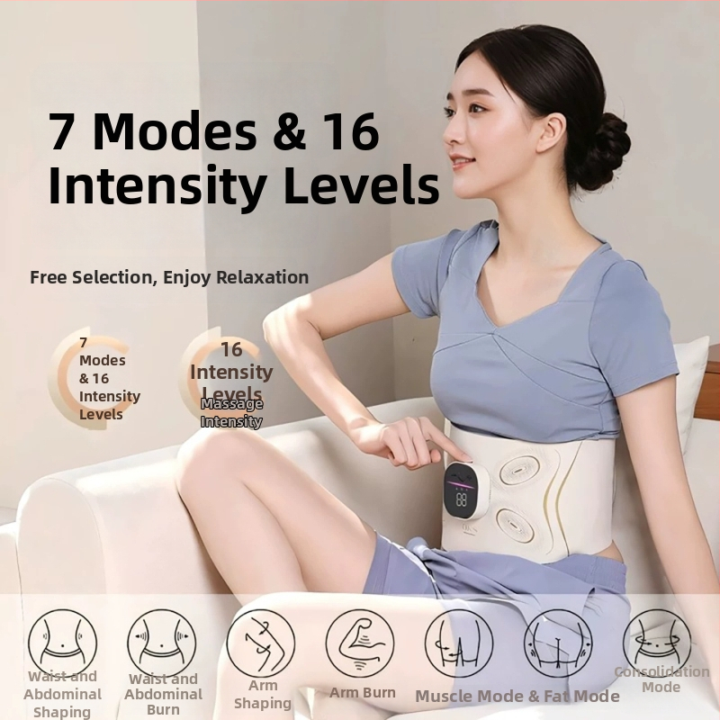 Prijenosni EMS pojas za abdomen i struk s mikrostrujom – masaža vibracijom i toplom kompresijom, punjiv, podesiva jačina