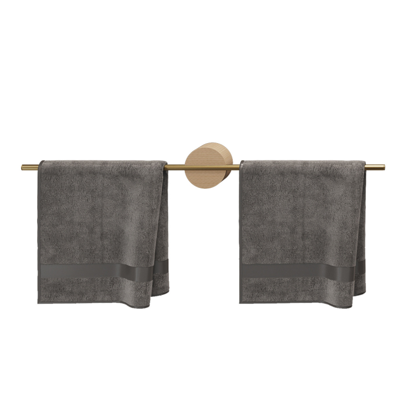 Bară de prosoape din lemn – fără găuri, cu singură tijă, lemn masiv, capacitate de încărcare 5 kg