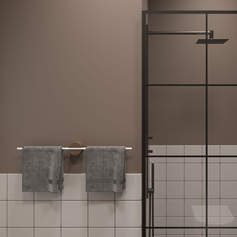 Bară de prosoape din lemn – fără găuri, cu singură tijă, lemn masiv, capacitate de încărcare 5 kg