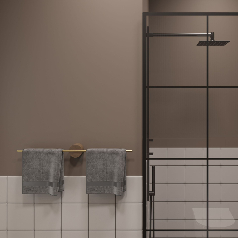 Bară de prosoape din lemn – fără găuri, cu singură tijă, lemn masiv, capacitate de încărcare 5 kg