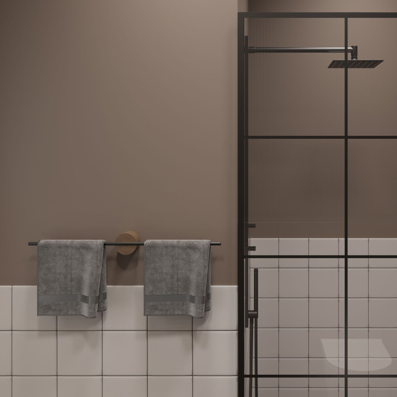 Bară de prosoape din lemn – fără găuri, cu singură tijă, lemn masiv, capacitate de încărcare 5 kg