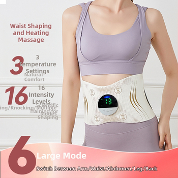 Namų EMS masažo juosta su vibracija ir karštojo kompreso funkcija, USB maitinimas, mechaninis valdymas, 3-asis režimas, iki 4 masažo galvų