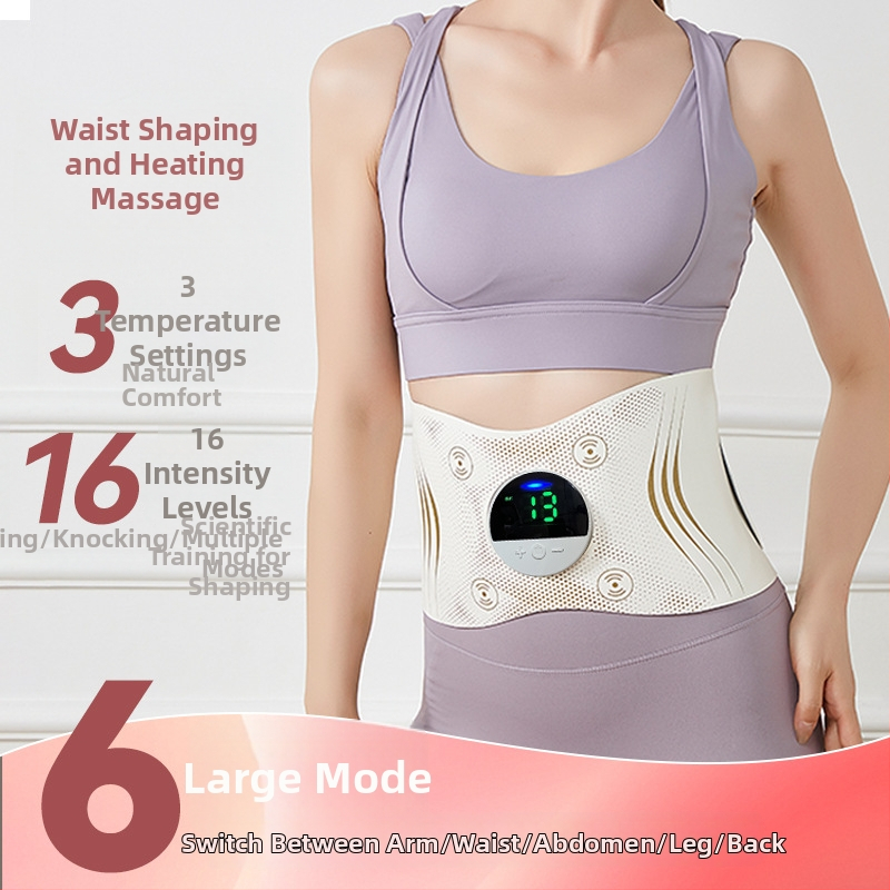 Namų EMS masažo juosta su vibracija ir karštojo kompreso funkcija, USB maitinimas, mechaninis valdymas, 3-asis režimas, iki 4 masažo galvų