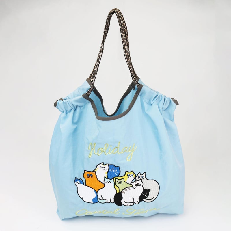 Női nylon táska Shiba Inu hímzéssel, ovális alak, szalag zárás, belső patch zseb