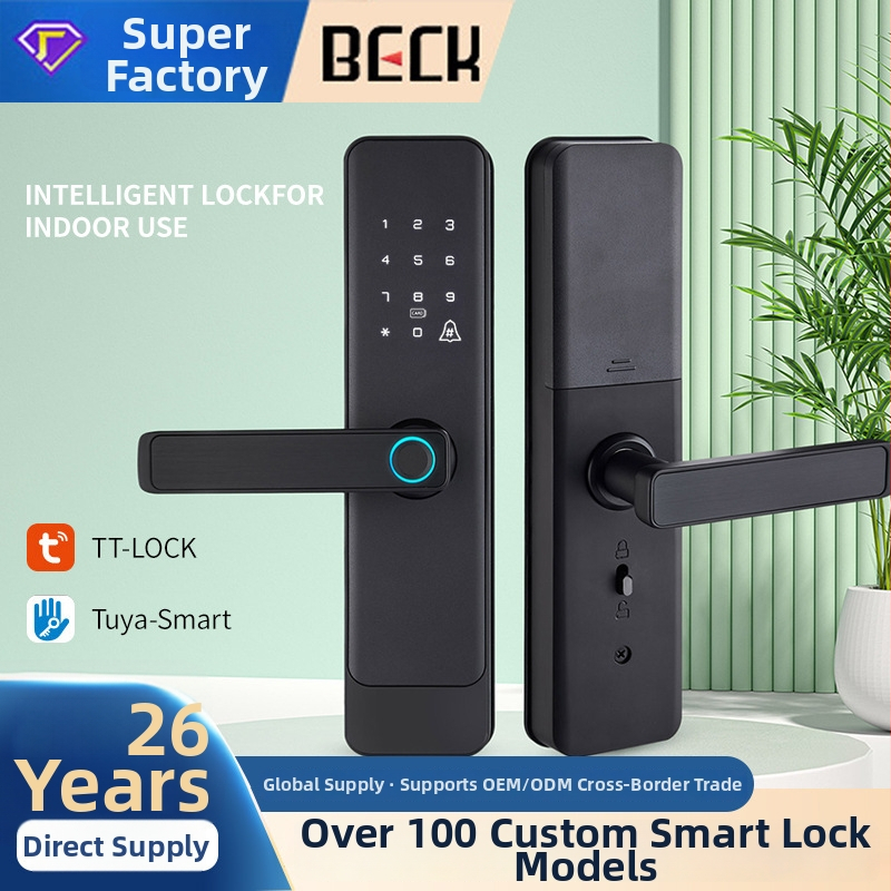 Nutikas sõrmejäljelukk WiFi-iga, mudel X7; 100 sõrmejälje salvestus; üle 1 000 000 avamist; skaneerimisaeg < 0,01 s; sobib siseruumide puidust usteks korterites ja kontorites.