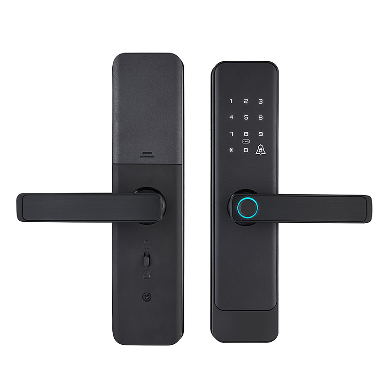 Nutikas sõrmejäljelukk WiFi-iga, mudel X7; 100 sõrmejälje salvestus; üle 1 000 000 avamist; skaneerimisaeg < 0,01 s; sobib siseruumide puidust usteks korterites ja kontorites.