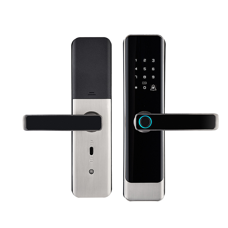 Nutikas sõrmejäljelukk WiFi-iga, mudel X7; 100 sõrmejälje salvestus; üle 1 000 000 avamist; skaneerimisaeg < 0,01 s; sobib siseruumide puidust usteks korterites ja kontorites.