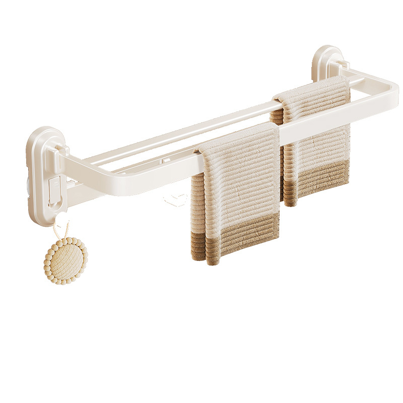 Suport de prosoape cu ventuză, montat pe perete pentru baie, ABS + oțel de carbon, încărcare 10 kg, bară unică, stil lux ușor