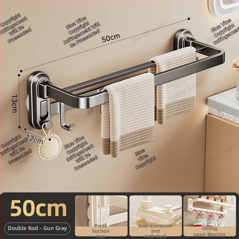 Laikiklis rankšluosčiams su siurbimo laikikliu, sieninis be gręžimo vonios kambariui, ABS + anglies plienas, 10 kg apkrova, vienos stabs, lengvas prabangos stilius