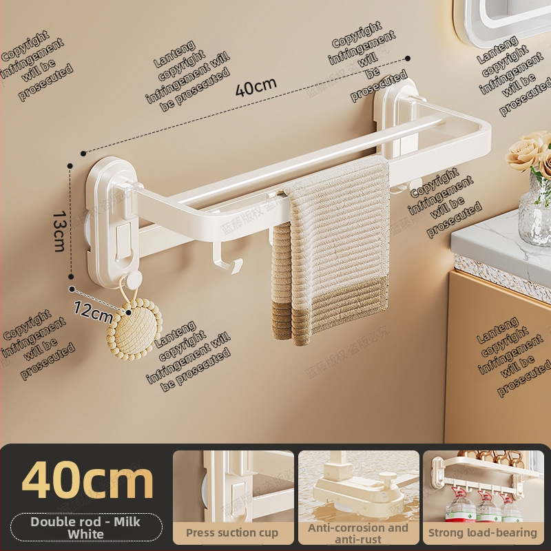 Laikiklis rankšluosčiams su siurbimo laikikliu, sieninis be gręžimo vonios kambariui, ABS + anglies plienas, 10 kg apkrova, vienos stabs, lengvas prabangos stilius