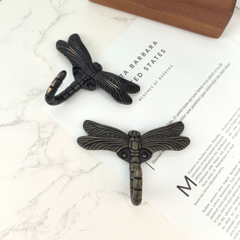 Cuier de haine din aliaj de zinc, în formă de libelulă dragonfly, montat pe perete, cuier unic, cu găuri pre-forate, pentru garderobă