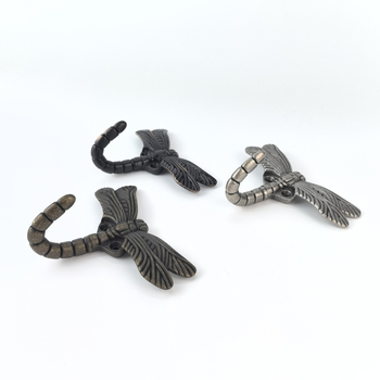 Cuier de haine din aliaj de zinc, în formă de libelulă dragonfly, montat pe perete, cuier unic, cu găuri pre-forate, pentru garderobă