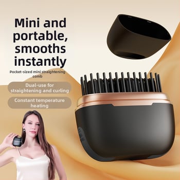 Bezdrôtový hrebeň na narovnávanie a kučeranie vlasov s titan-turmalínovým povlakom, 3 teplotné nastavenia, 25W, Li-ion batéria 3,7V