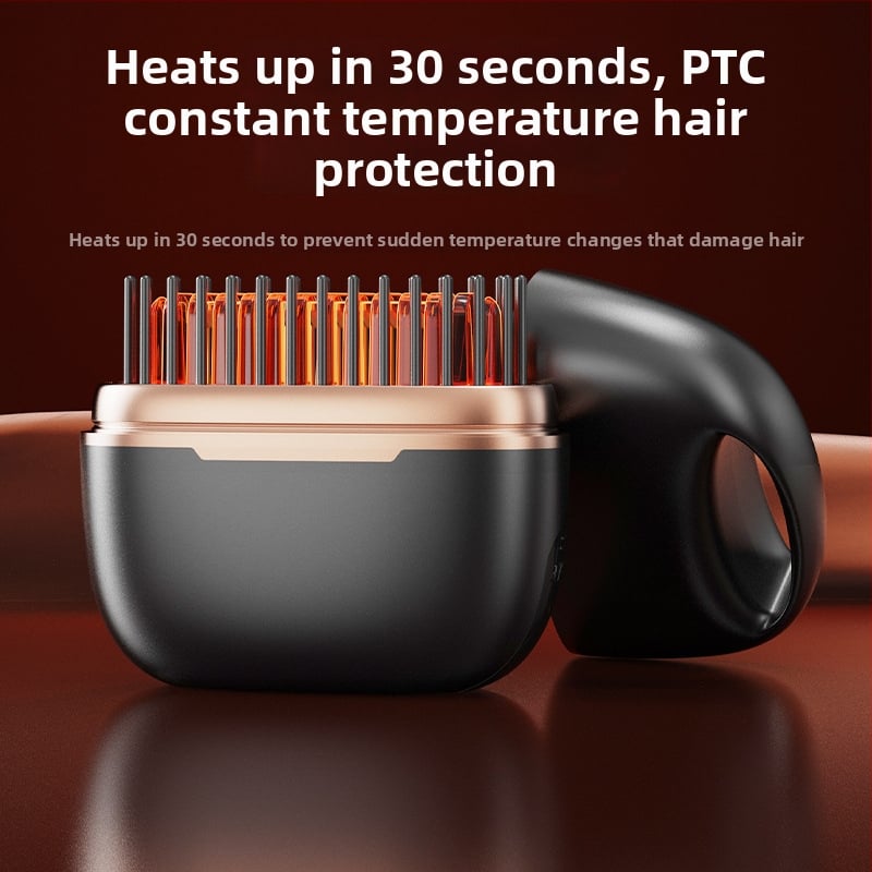 Bezdrôtový hrebeň na narovnávanie a kučeranie vlasov s titan-turmalínovým povlakom, 3 teplotné nastavenia, 25W, Li-ion batéria 3,7V