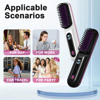 Vezeték nélküli hajsimító fésű titán bevonattal, 3 hőmérséklet-beállítás, 35W, 7,4V (Vezeték nélküli lítiumakkumulátor; titán bevonat; 3 hőmérséklet-beállítás; 35W; 7,4V)