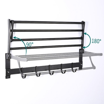 Bară de prosoape, 2 etaje, Ferroalloy, Finisare oxidată, Capacitate de încărcare 30 kg, Stil modern minimalist