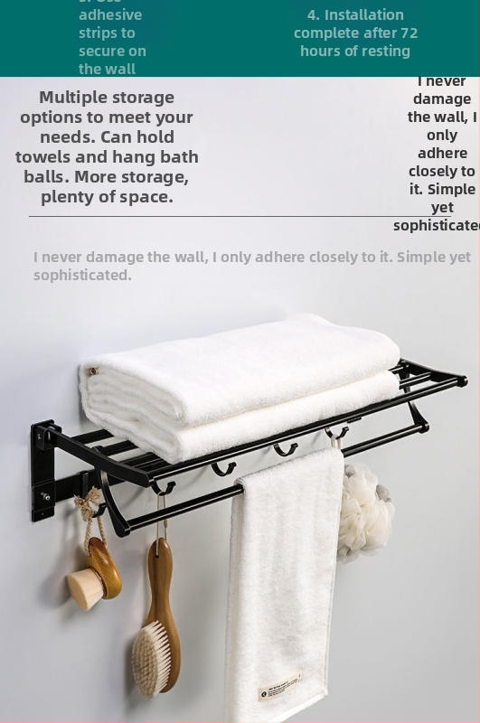 Rankšluosčių laikiklis, dviejų aukštų, Ferroalloy medžiaga, oksidacijos danga, apkrova 30 kg, šiuolaikiškas minimalistinis stilius