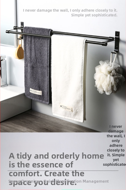 Rankšluosčių laikiklis, dviejų aukštų, Ferroalloy medžiaga, oksidacijos danga, apkrova 30 kg, šiuolaikiškas minimalistinis stilius