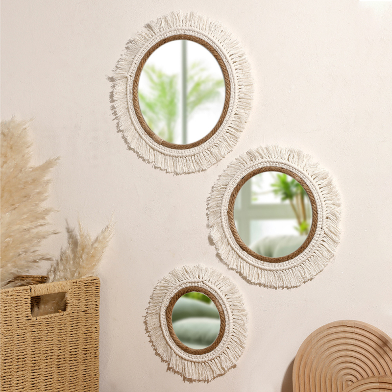 Pakabinamasis veidrodis iš medvilnės gijos, audimas, pastoralaus stiliaus, prekės ženklas ArtiLady