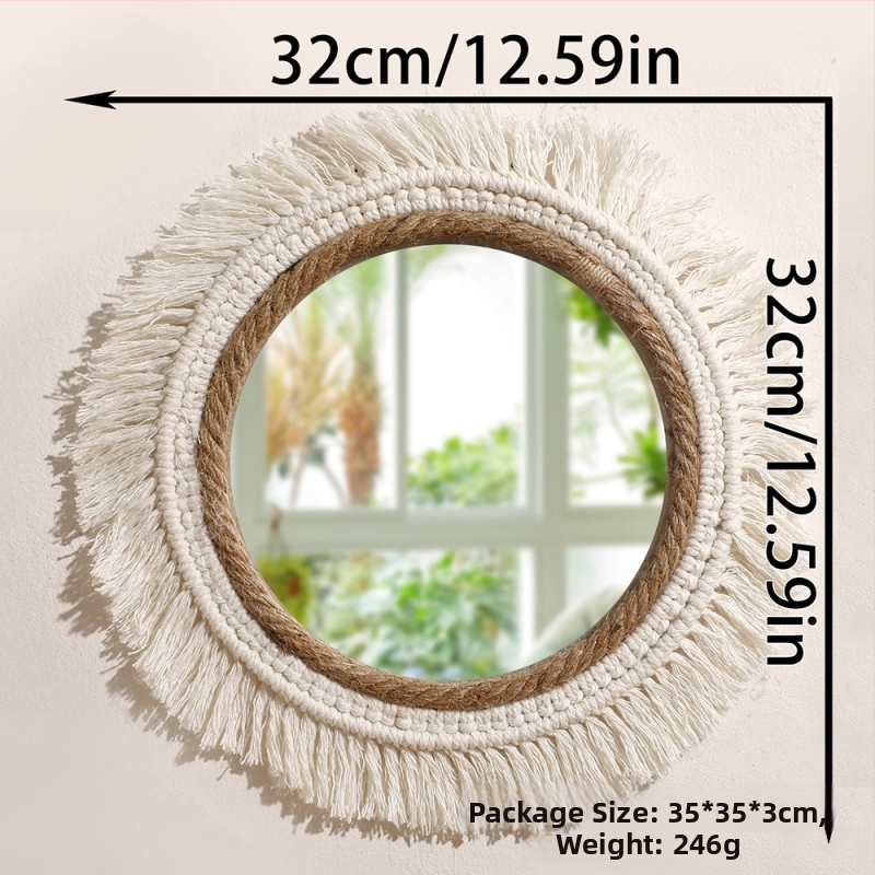 Pakabinamasis veidrodis iš medvilnės gijos, audimas, pastoralaus stiliaus, prekės ženklas ArtiLady