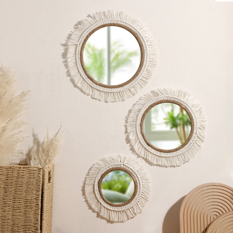 Pakabinamasis veidrodis iš medvilnės gijos, audimas, pastoralaus stiliaus, prekės ženklas ArtiLady