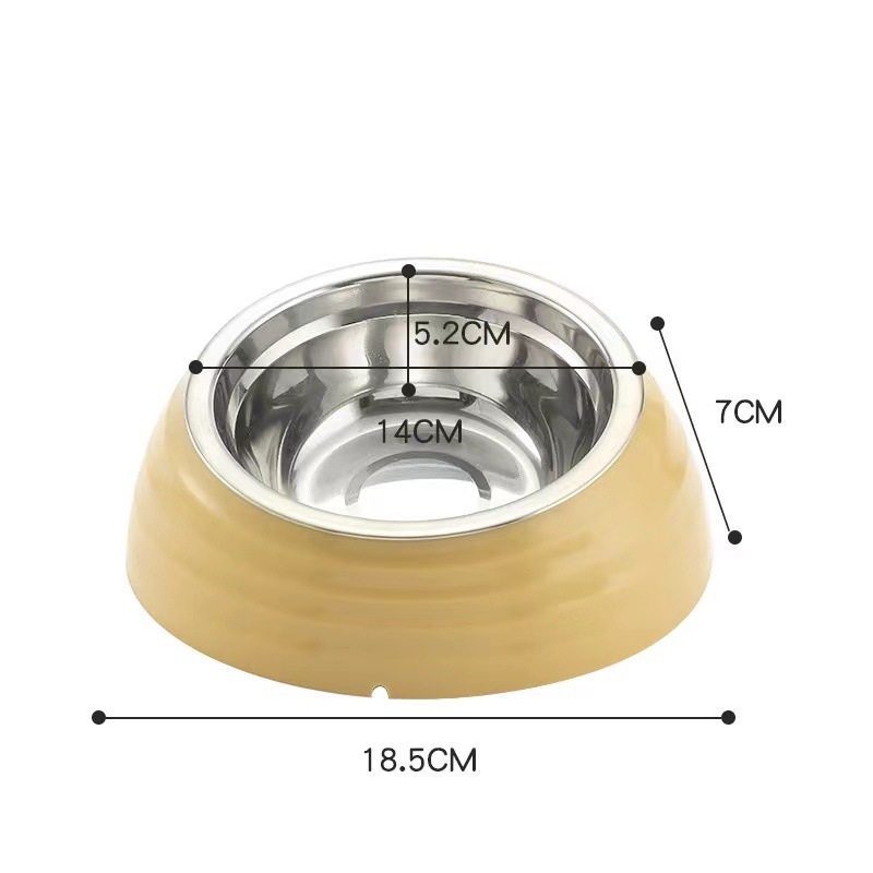 Kaķu barošanas bļoda no plastmasas un nerūsējošā tērauda, slīps mala kakla aizsardzībai, zīmols Qichong