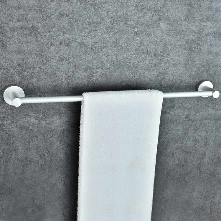 Bară pentru prosoape din aluminiu spațial, cu o singură tijă, finisaj mat argintiu, stil modern minimalist, încărcare 15 kg