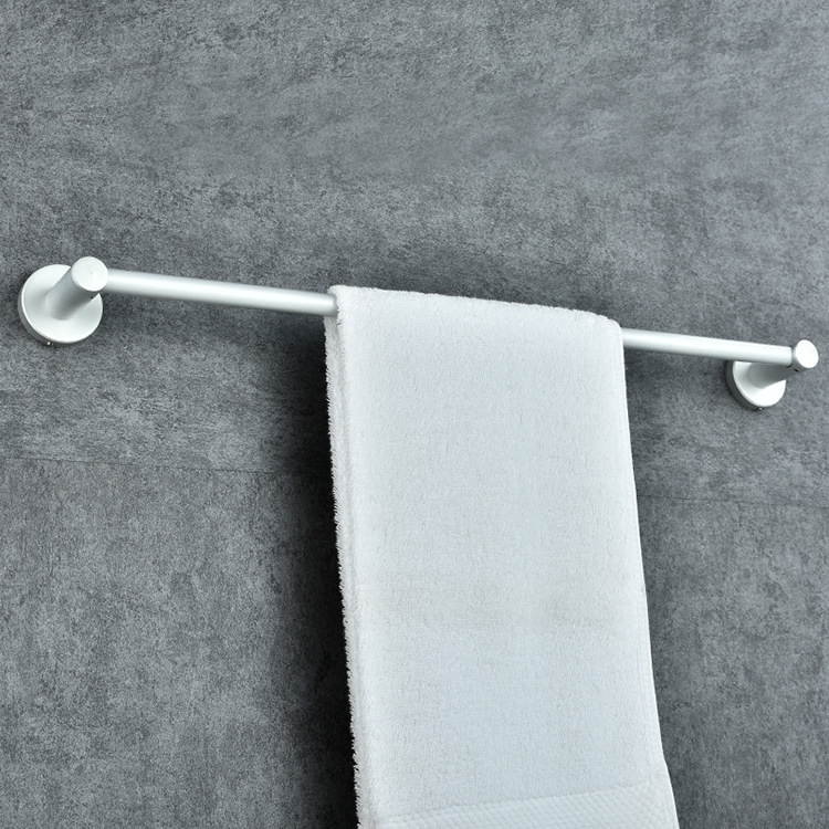Bară pentru prosoape din aluminiu spațial, cu o singură tijă, finisaj mat argintiu, stil modern minimalist, încărcare 15 kg