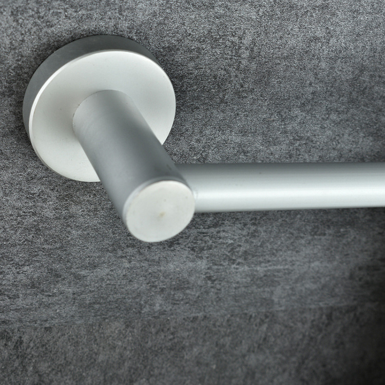 Bară pentru prosoape din aluminiu spațial, cu o singură tijă, finisaj mat argintiu, stil modern minimalist, încărcare 15 kg